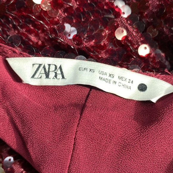 Zara Limited Edition Long Sparkly Sequin Burgundy Dress - Picture 13 of 13